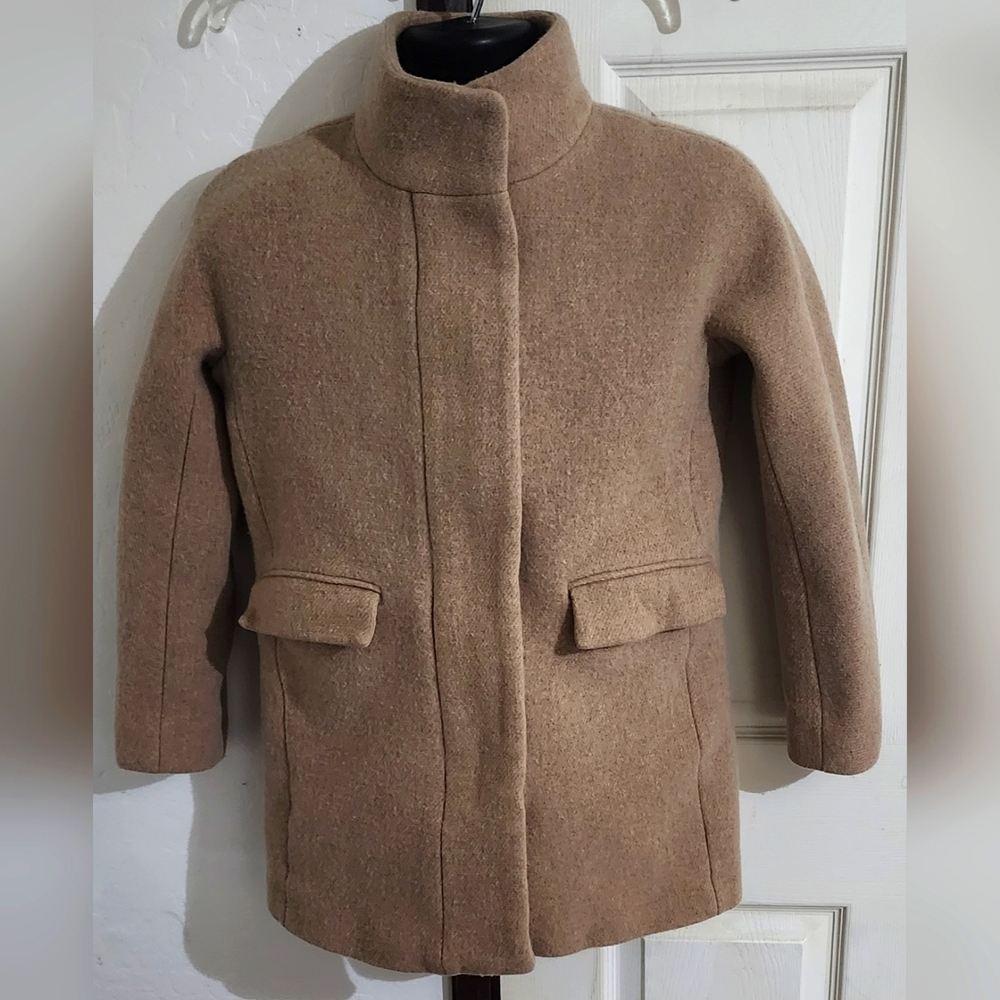 J Crew Coat Women 2 Nello Gori Stadium Cloth Cocoon Wool Coat Front Zip Pockets